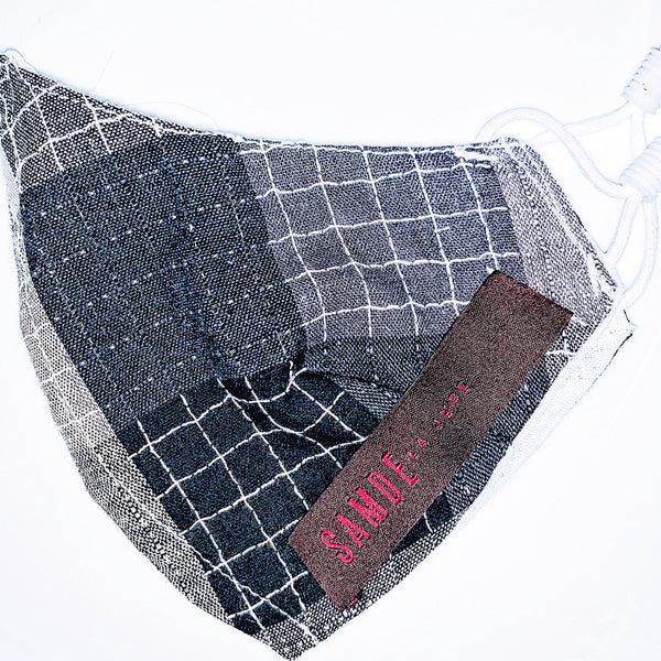 Reusable Cloth Face Cover, COTTON W/ CROSS STITCH DESIGN & LINEN