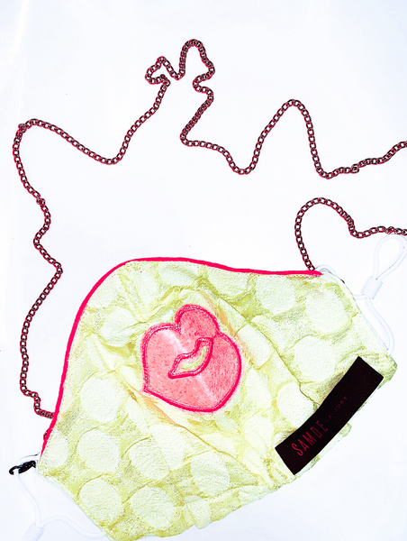 Reusable Face Cloth Cover & Chain Set, COTTON-POLY BLEND & LINEN