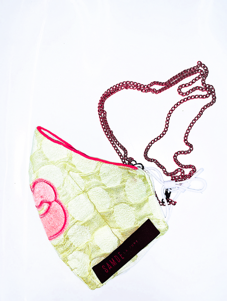 Reusable Face Cloth Cover & Chain Set, COTTON-POLY BLEND & LINEN